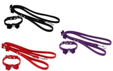 pet dog cat collar cute adjustable suede bowknot with leash lead