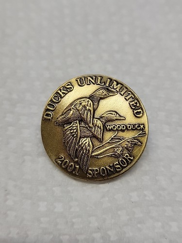 Vintage 2001 Ducks Unlimited Bronze Sponsor Holz Ente Pin Angus Shortt