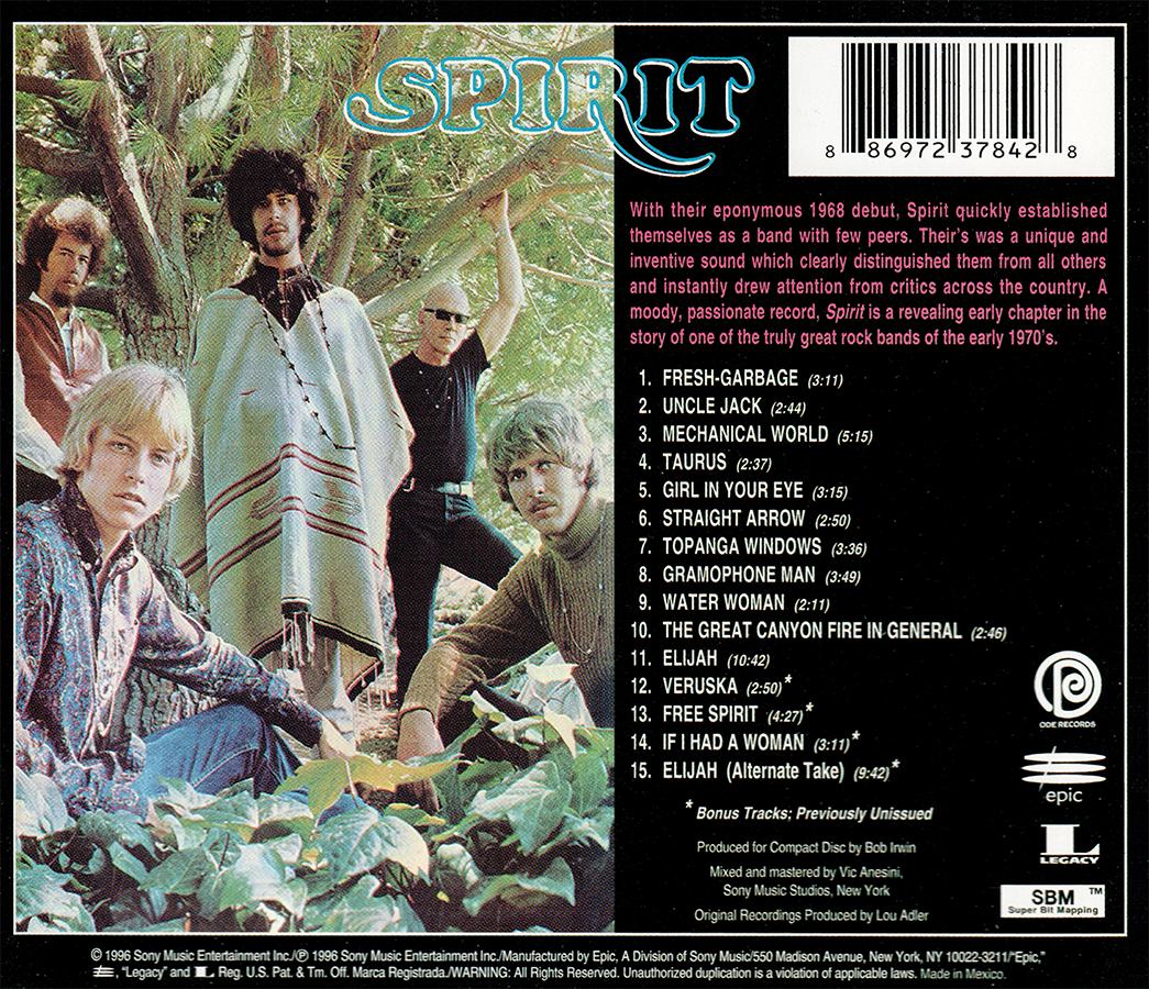 Spirit ~ Spirit (1968) CD 1996 Ode / Epic / Legacy Records •• NEW