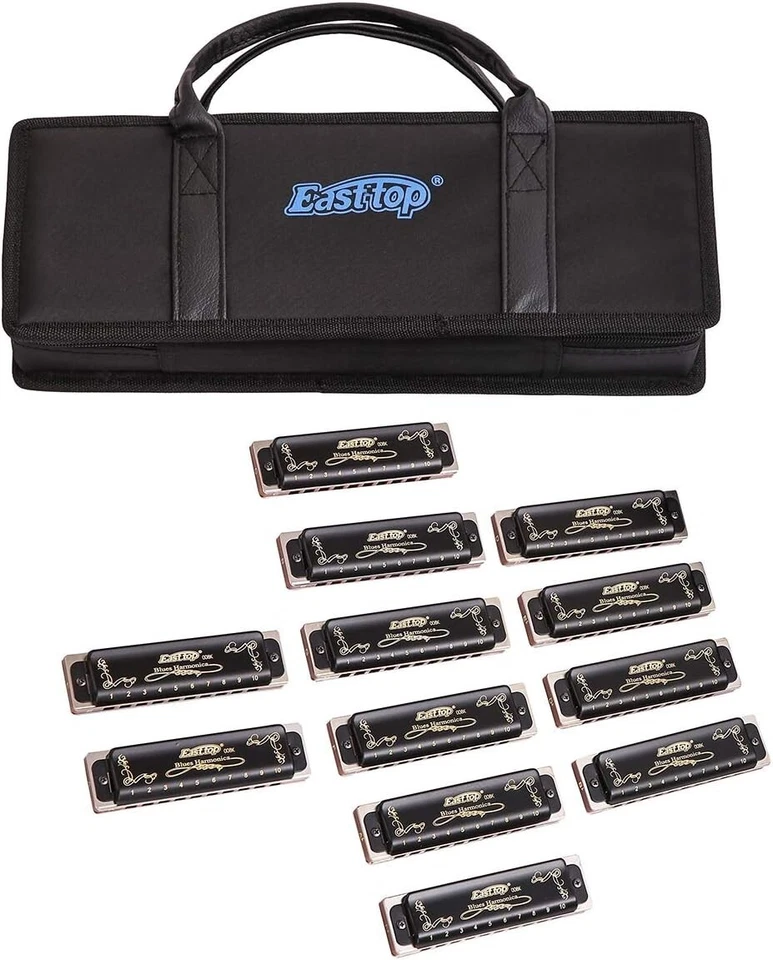 EASTTOP T008K-12 10Holes Harp Diatonic Blues Harmonica Set Of 12 Mouth Organ Set - Image 4 of 4