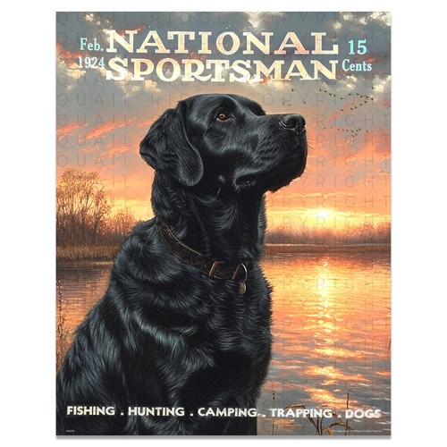 Vintage Black Lab Dog Art Print Hunting Magazine Fishing Cabin Wall Decor Gift - 第 2/9 張圖片