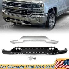 Front Bumper Valance + Silver Skid Plate For Silverado 1500 2016-2019 With Z71