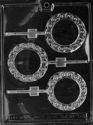 PLAIN ROUND FANCY Border Lolly Sucker Chocolate Candy Mold ~ BUY 2 GET 1 FREE!