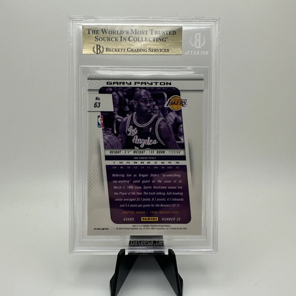 Gary Payton 2013-14 Panini Prizm Red White & Blue #63 Los Angeles Lakers BGS 9.5 - Image 2 of 2