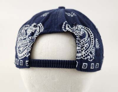 Blue Bandana Paisley Checkered Toile Patchwork Baseball Cap Hat Vintage Cotton Accessories | Blue Bandana Paisley Checkered Toile Patchwork  main image 3