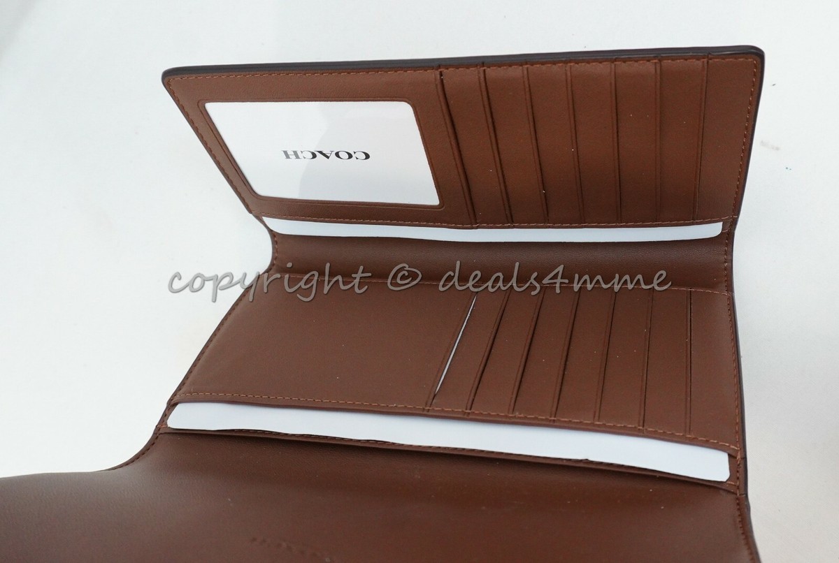 COACH ★Slim Trifold Wallet 長財布 (追跡付き) C5966/C5578 NWT! Coach C5966 Slim Trifold Wallet In Signature Canvas in