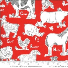 Moda On The Farm by Stacy Iest Hsu 20702 16 Red Animal Outlines COTTON