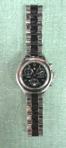Authentic Michele Ladies Tahitian Black Ceramic Chronograph Watch MWW12E000003