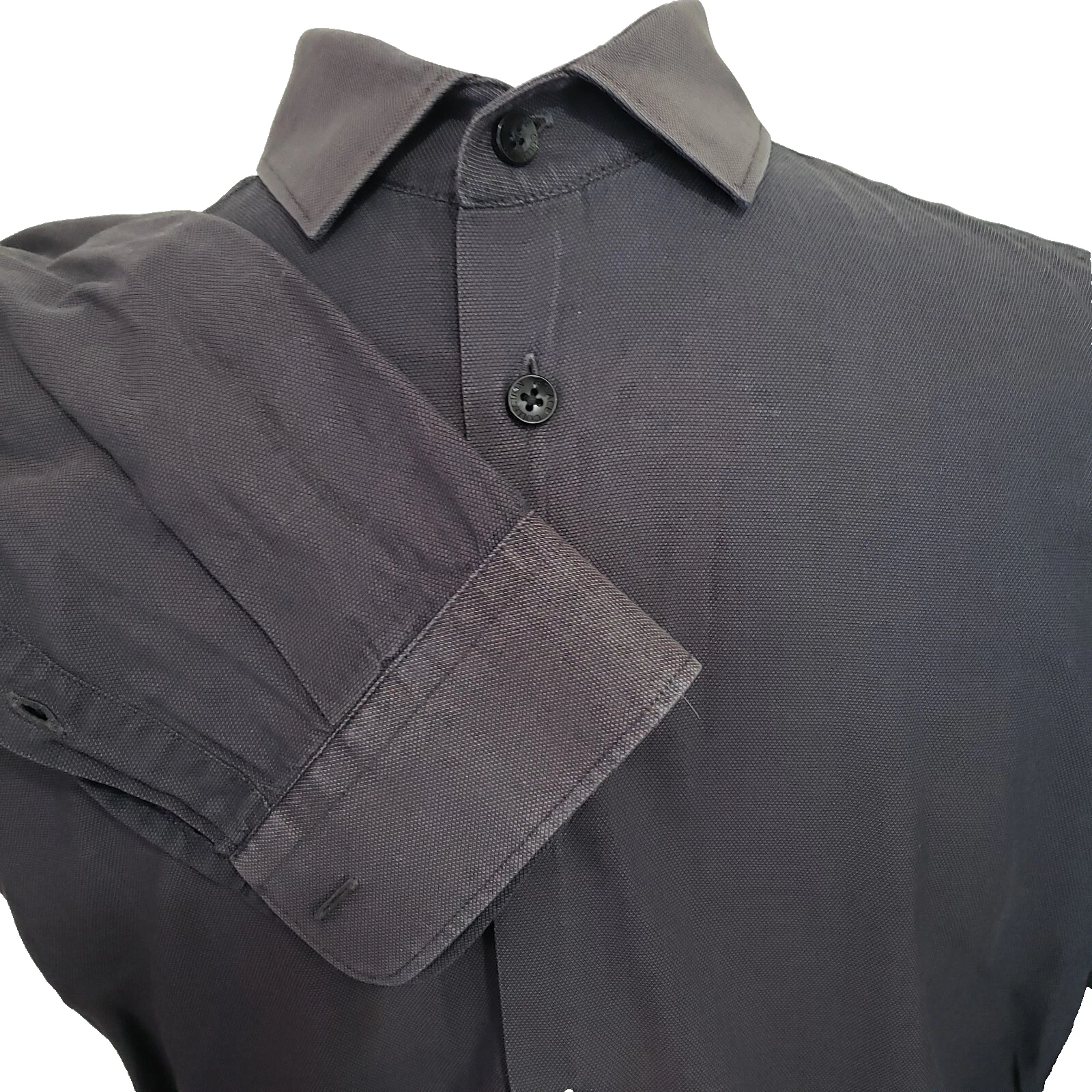 Versace Collection Camicia Uomo Taglia 41 16 Nera Bottoni Manica Lunga