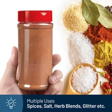 6 Pack 16 Oz Plastic Spice Jars with Red Cap, Clear and Safe Plastic Bottle Cont