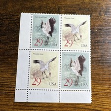 US # 2867 - 2868 MNH plate block of 4 29c Cranes Stamps