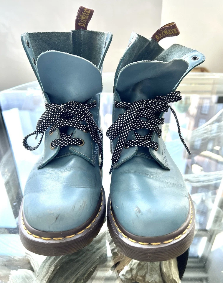 Botas unissex vintage com cadarço azul bebê Dr Martens - Imagem 2 de 4