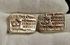 (2) 1 oz .999 Silver Monarch Poured Silver Bars.