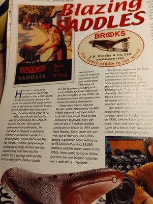 g1m ephemera 2007 Article Brooks Bicycle Saddles 