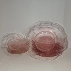 Vintage Pink Depression Glass Plates & Saucers Set 20pc Etched Floral