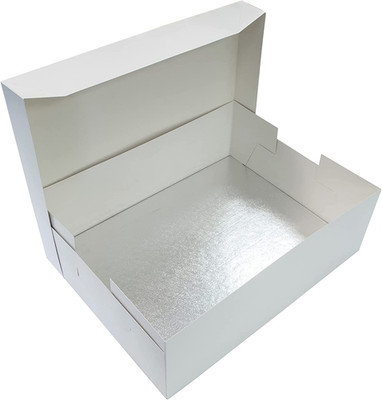 Culpitt 16'' x 12'' Kuchenbrett & Weiß Kuchen Box Kombination, Länglich Silber Farn Kuchen...