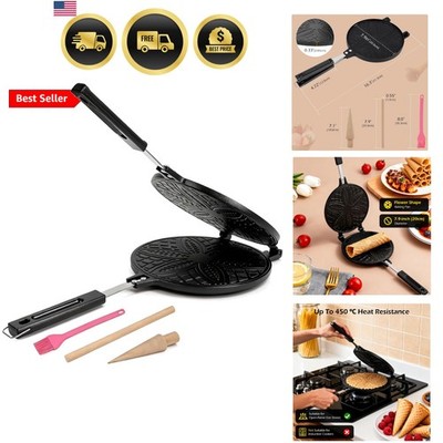 Waffle Cone Maker Household Ice Cream Cone Machine Non-stick 7.9 inch Egg Rol...