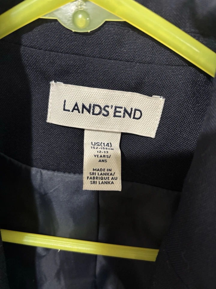 Lands End Boys Blazer Boy Girl size US 14 Navy Jacket School Uniform 12-13 Yr - Image 2 of 3