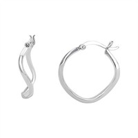 Creolen Gewellt 925 Silber 25Mm Mittelgroß Breit - Silverly