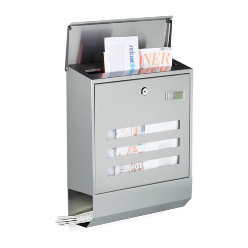 Briefkasten edelstahl Postkasten mit Namensschild Design Mailbox abschließbar - Bild 1 von 9