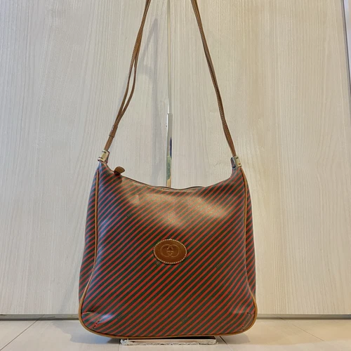 Authentique sac à bandoulière GUCCI GG Supreme PVC Sherry Line cuir vintage rouge
