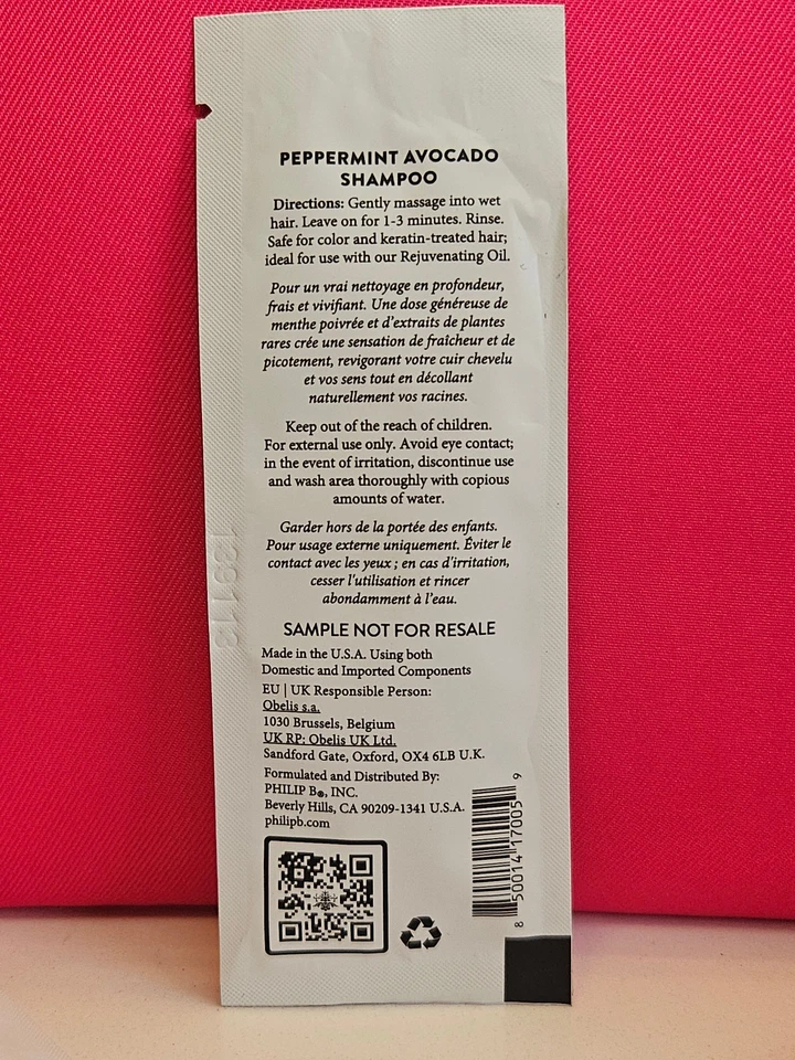 Philip B. Peppermint Avocado Shampoo .36 oz each (.36 x 7 = 2.52 oz TOTAL) - Image 4 of 4