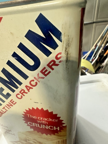 Nabisco Premium Saltine Cracker Vintage 1969 Advertising Container Tin Can 14 OZ - Picture 5 of 12