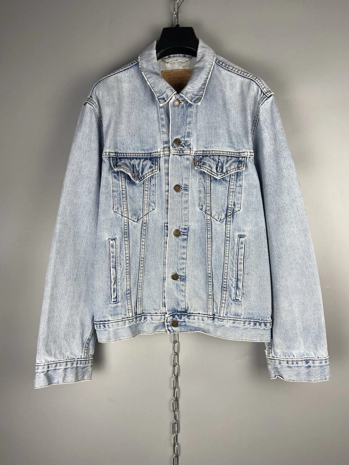 Vintage Levis Mens Cotton Blue Washed Denim Trucker Jacket Size M 70503