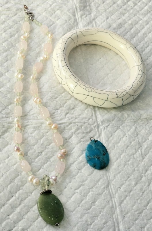 3p Turquoise Howlite SX Sterling Silver Jade Rose Quartz Pearl Necklace Bracelet