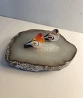 Murano Glass of Venice Art Blown Glass Baby Birds Orange & Purple Lot of 2 VTG