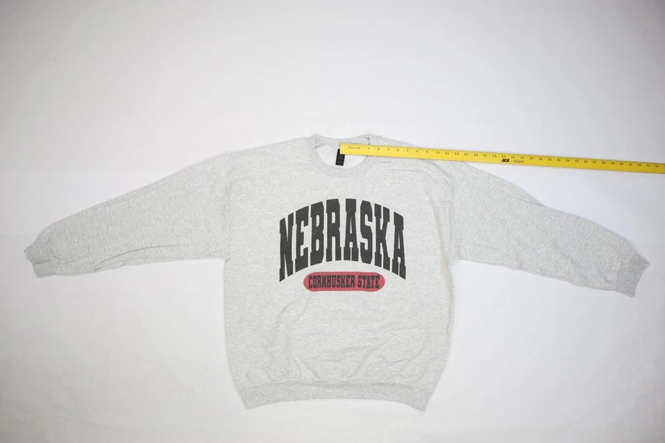 Nebraska Cornhusker State On Gildan Sweatshirt Heather Gray Heavy Blend Adult L - Image 3 of 4