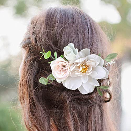 Silver Wedding Rose Flower Hair Comb Bridal Floral Hair Headpiece for Brides - Picture 2 of 6