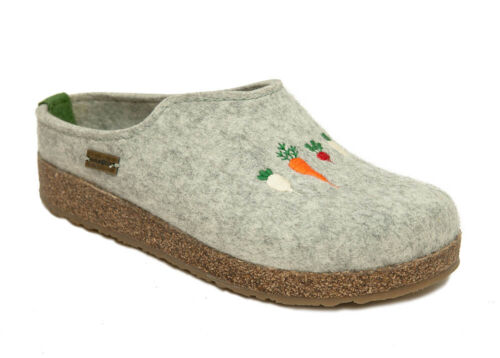 HAFLINGER Grizzly Ruebli Clog Wool steingraumeliert gray Slipper Germany New - Picture 3 of 5