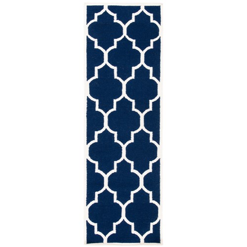 SAFAVIEH Dhurries DHU632D Handwoven Navy / Ivory Rug - Picture 4 of 23