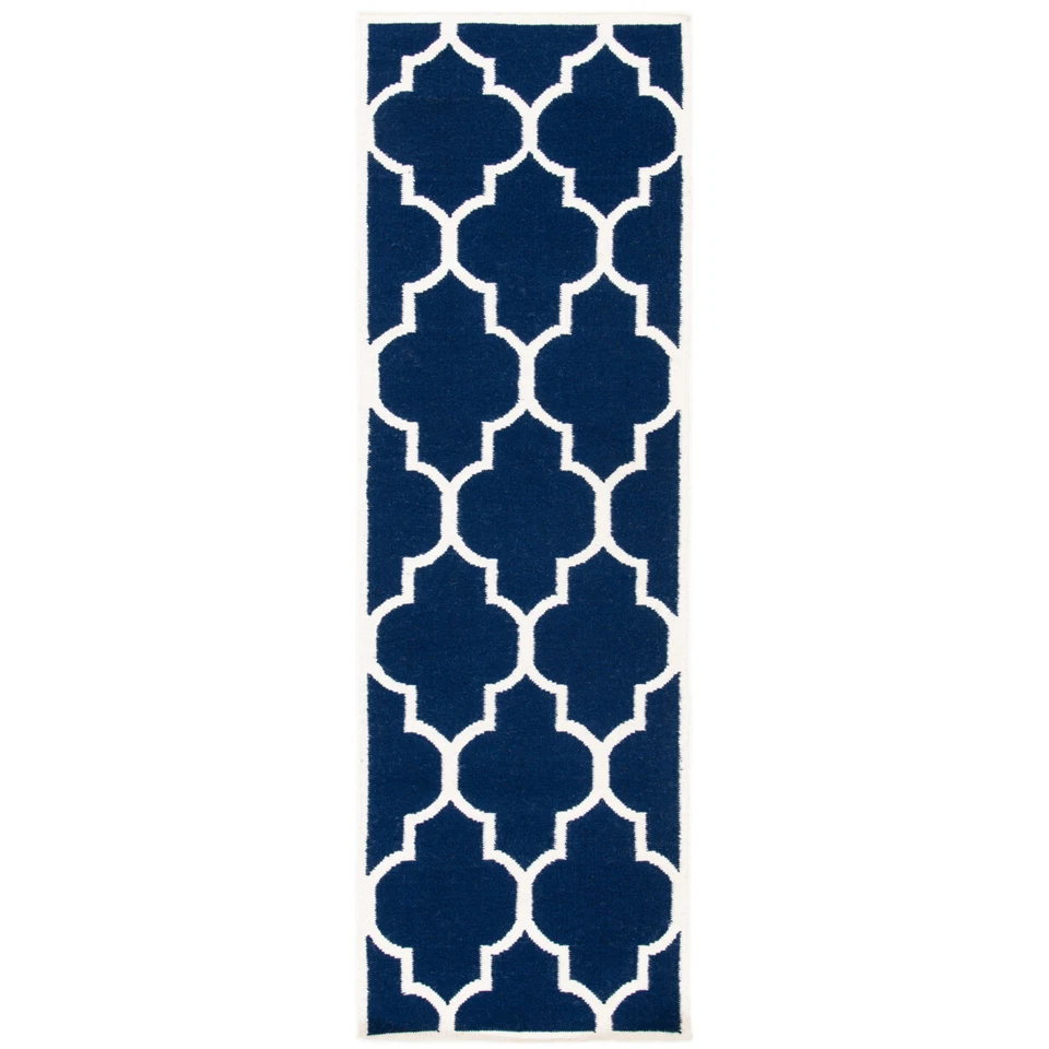SAFAVIEH Dhurries DHU632D Handwoven Navy / Ivory Rug - Image 4 of 4