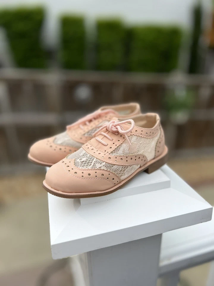 Новый oxfords brogue розовый девочек ясельного возраста кружевные туфли - Изображение 2 из 4