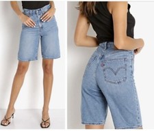 Levi  s Premium High Loose High Waisted Bermuda Wash Denim Jean Shorts 26