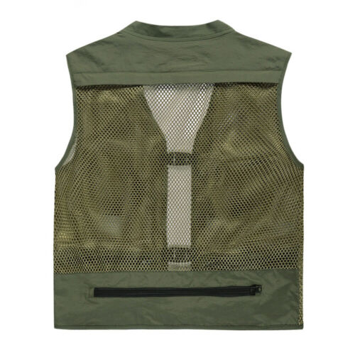 Womens Men Mesh Utility Vest Jacket Waistcoat Fishing Gilet Multi Pocket Classic - Picture 8 of 17