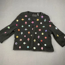 Vintage Michael Simon New York Christmas Cardigan Women’s L Beaded Embroidered