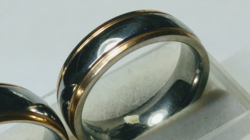 LOVELY PAIR OF TITANIUM BAND RINGS SIZES 10.25-10.5 AND 7.25-7.5! - Picture 5 of 10