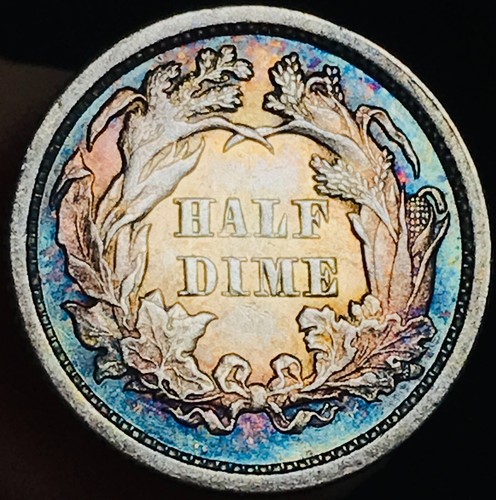 1873 Seated Liberty Half Dime 5C UNCIRCULATED CHOICE 90% Silver US Coin CC26355 - Picture 6 of 7