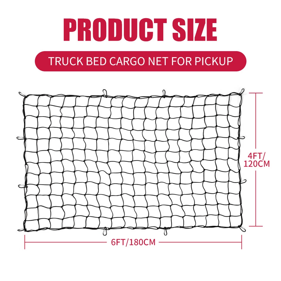 Red de carga elástica de una sola capa para caja de camioneta malla elástica para Dodge Ram 1500 Foto 2 de 4