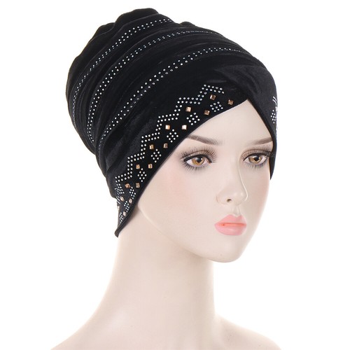 Velvet Muslim Women Head Wrap Hijab Bonnet Hat Turban Headscarf Baggy Chemo Caps - Picture 3 of 60