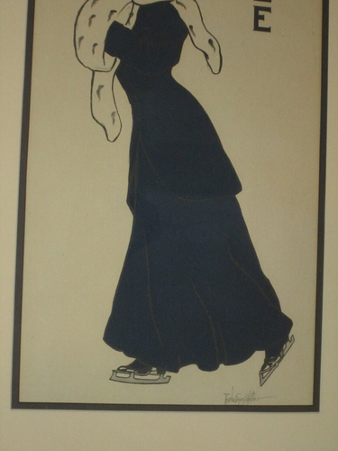 Patines para mujer universitaria YALE de Pearle Eugenia Fidler, grandes 1908 enmarcados en litografía - Imagen 9 de 9