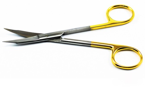 Goldman Fox Scissors Curved TC tip 13 cm Dental surgical Micro shears gold - Picture 2 of 5