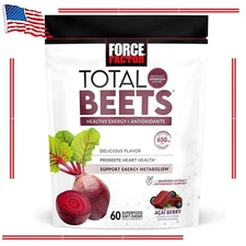 Force Factor Total Beets Soft Chews with Heart Health Superfood, 60 Chews NEW
