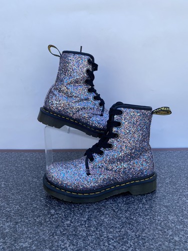 Dr. Martens 1460 Farrah Purple Glitter Sparkle Shiny Multicolor Boots Size US 5 - Picture 1 of 9