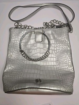 Silver Carlos Santana Shoulder Bag with Ring Handles
