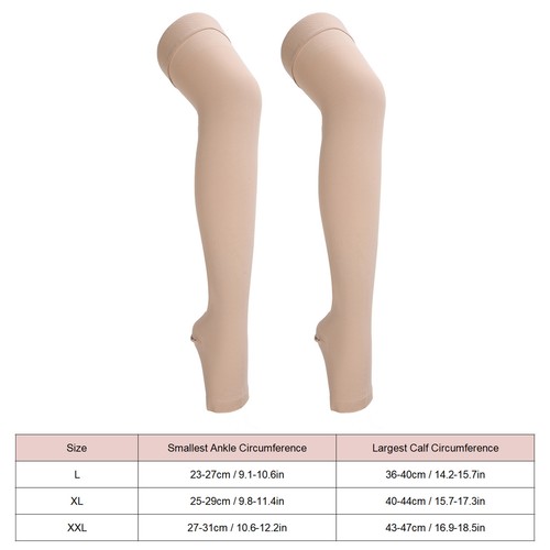 23-32mmHg Compression Stockings Open Toe Thigh High Graduated Compression Sock - Picture 19 of 23