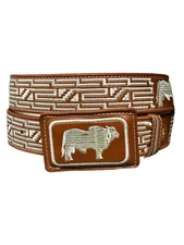 Cinto vaquero Bordado Charro piel men’s western Cowboy style embroidered Belt